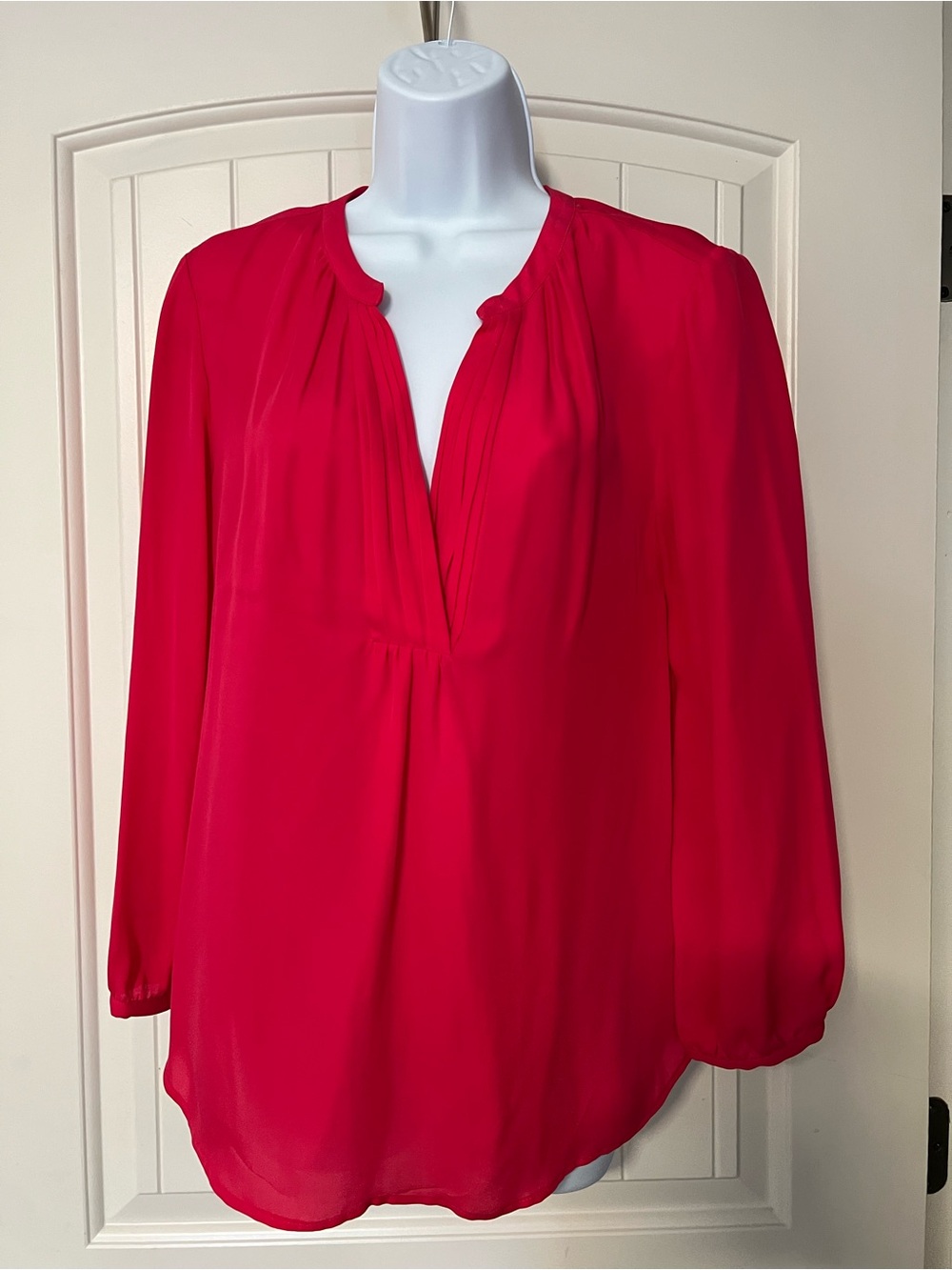 Joie silk fuschia Long-Sleeve V-Neck Blouse